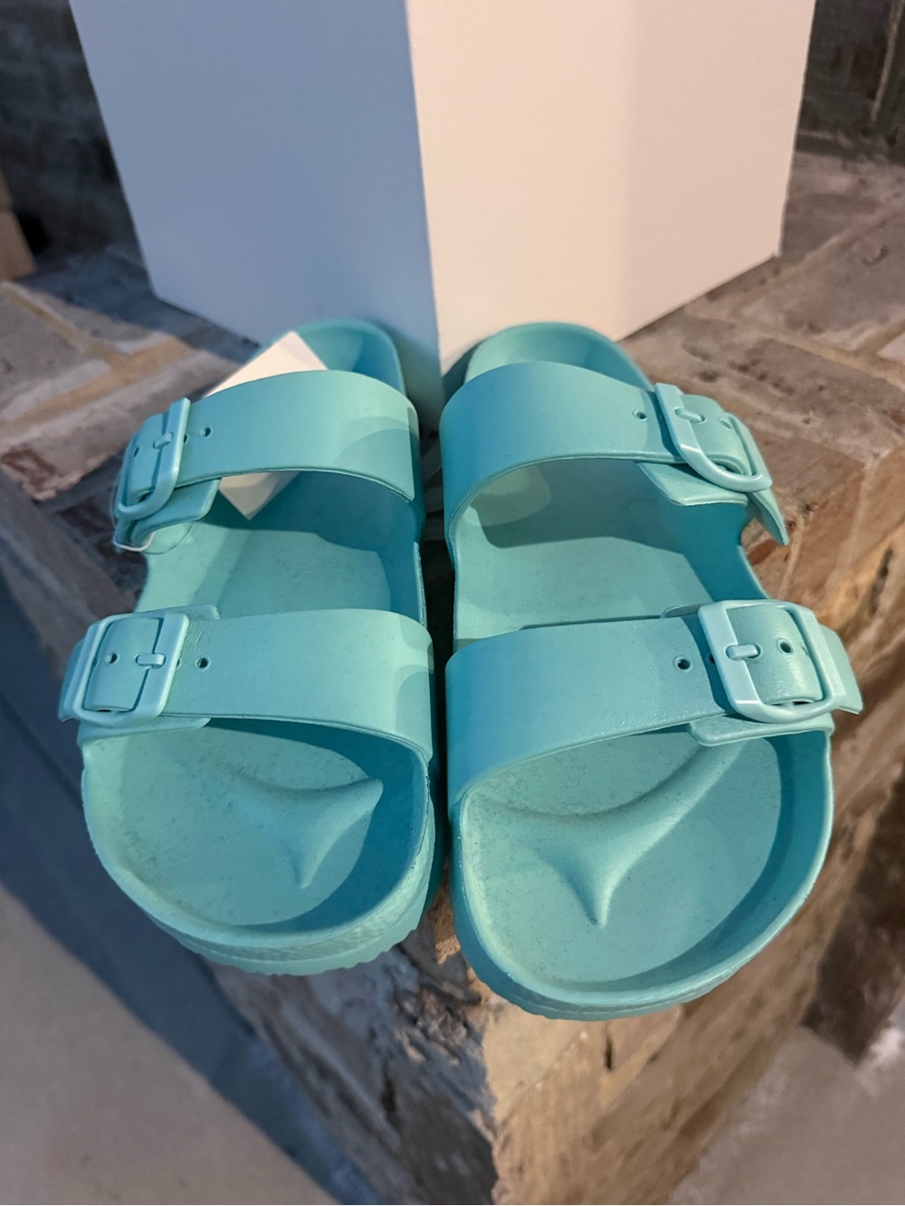 Women’s Teal Double-Buckle Comfort Sandals